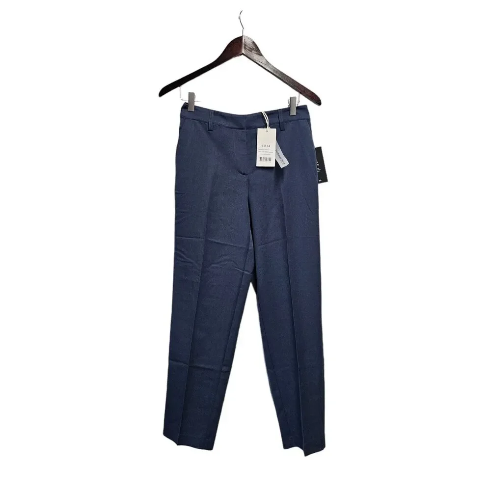 NA-KD Claire Rose Trousers Pants Slack Straight Ankle Blue Size EU34 US 4‎